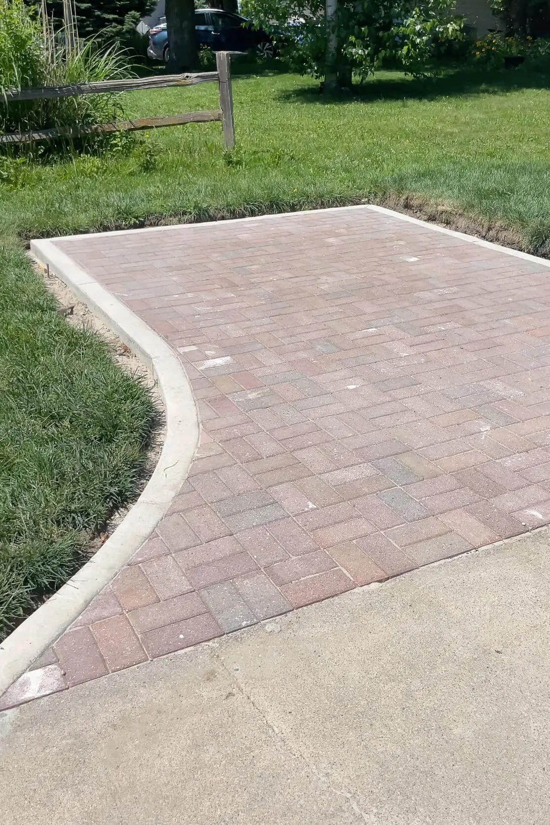 DIY paver driveway for parking a trailer. 